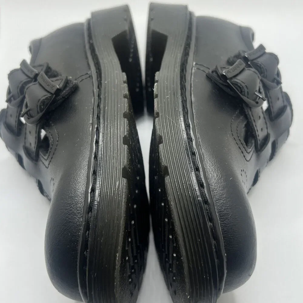 Dr. Martens 8065 Black Smooth Leather Mary Jane Shoes•Girls Size 1 (Big Kid) EUC